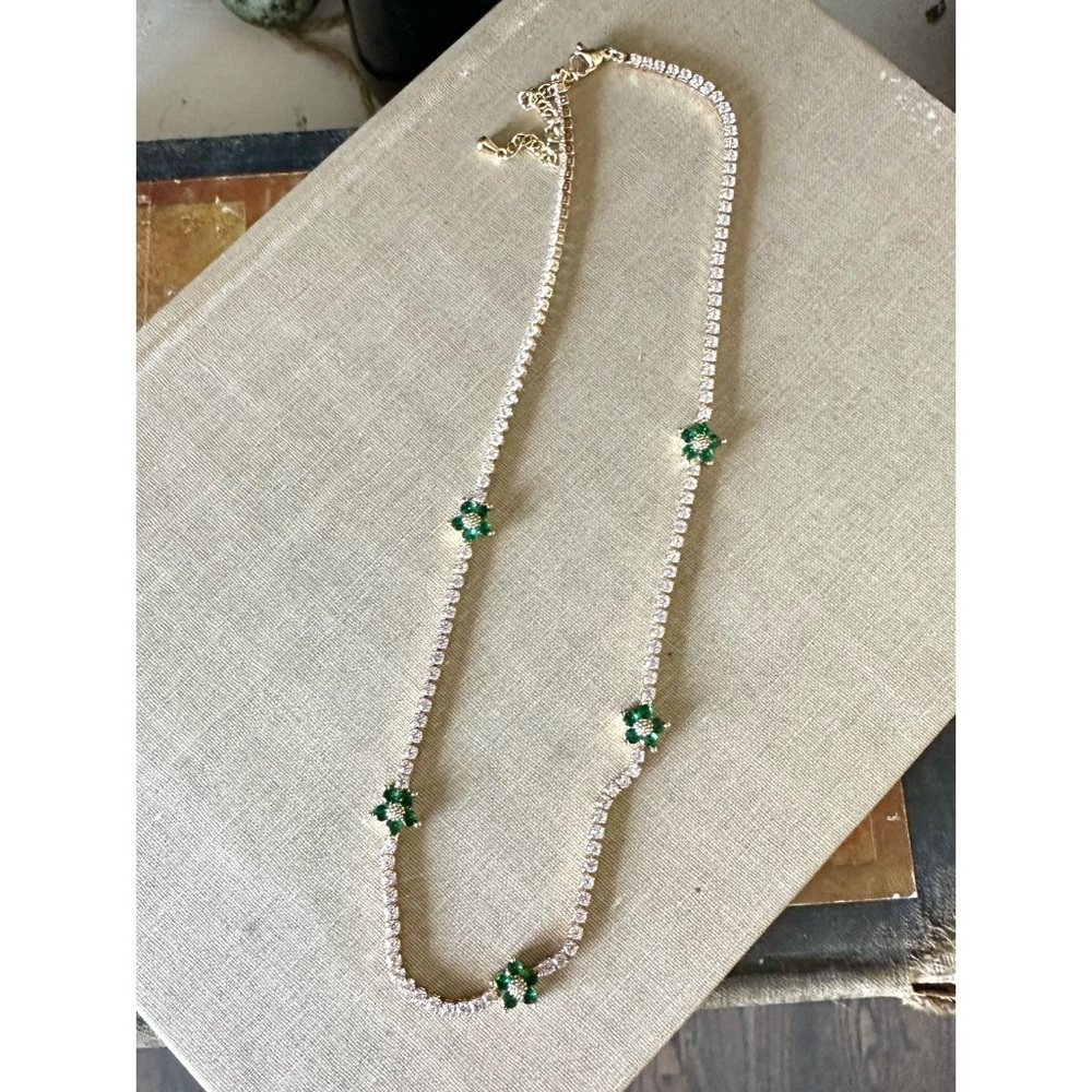 Five pointed star CZ stone chain necklace